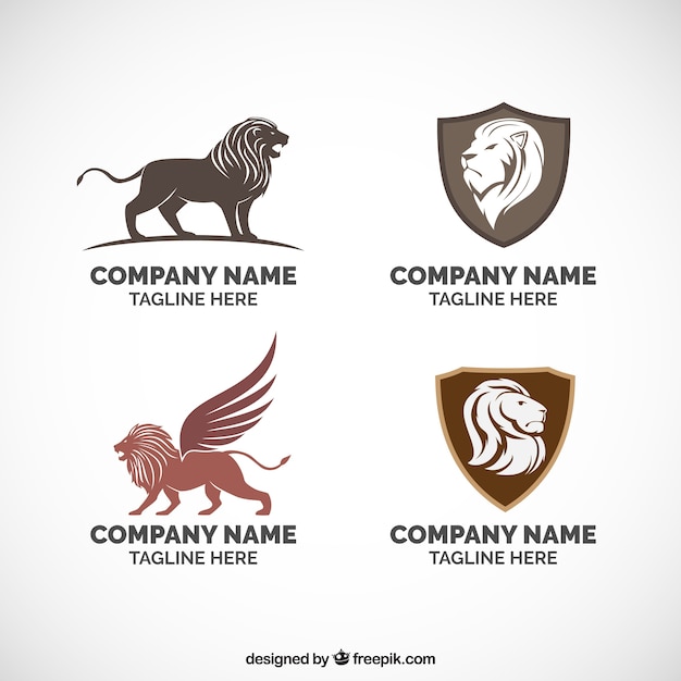 Download Free Lion Logos Four Different Free Vector Use our free logo maker to create a logo and build your brand. Put your logo on business cards, promotional products, or your website for brand visibility.