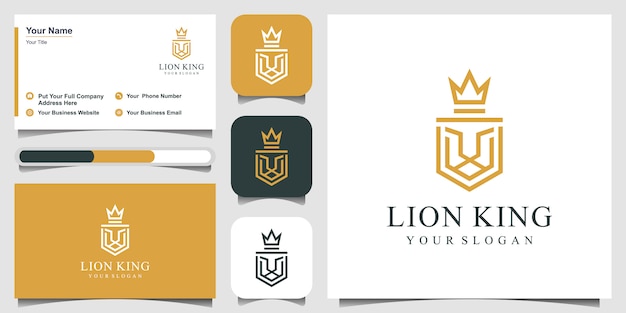 Download Free Lion Shield Crown Logo Design With Line Art Style And Business Use our free logo maker to create a logo and build your brand. Put your logo on business cards, promotional products, or your website for brand visibility.