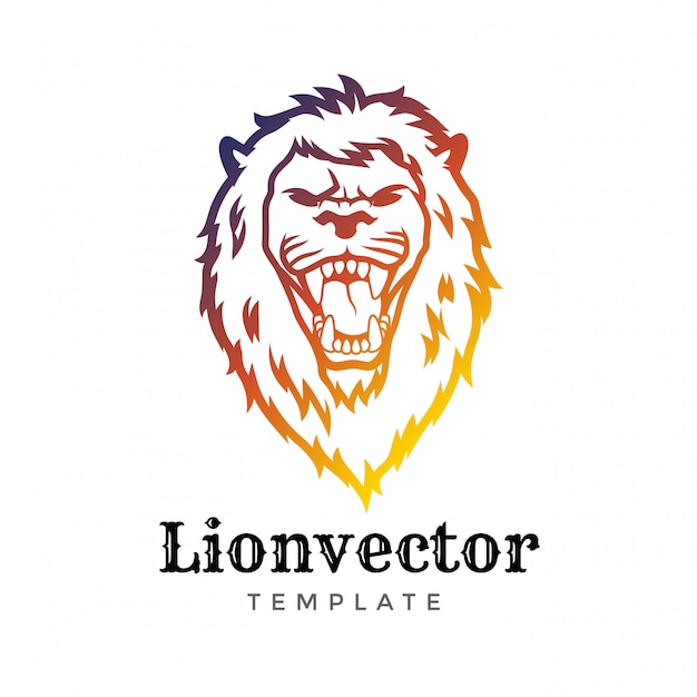 ライオンシールドロゴデザインテンプレートです ライオンヘッドのロゴ ブランドアイデンティティ ベクトル図の要素 プレミアムベクター