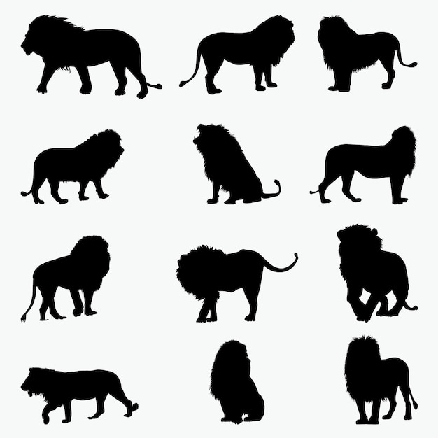 Download Lion silhouettes Vector | Premium Download