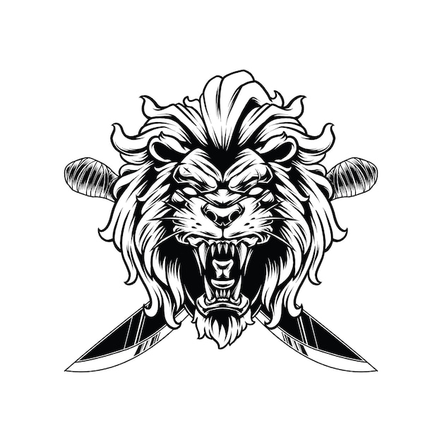 Premium Vector | Lion sword illustration concept