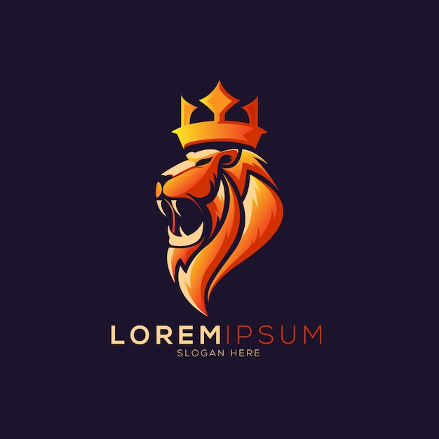 Download Premium Vector | Lion with crown logo