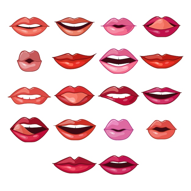 Premium Vector | Lips expressions and shapes