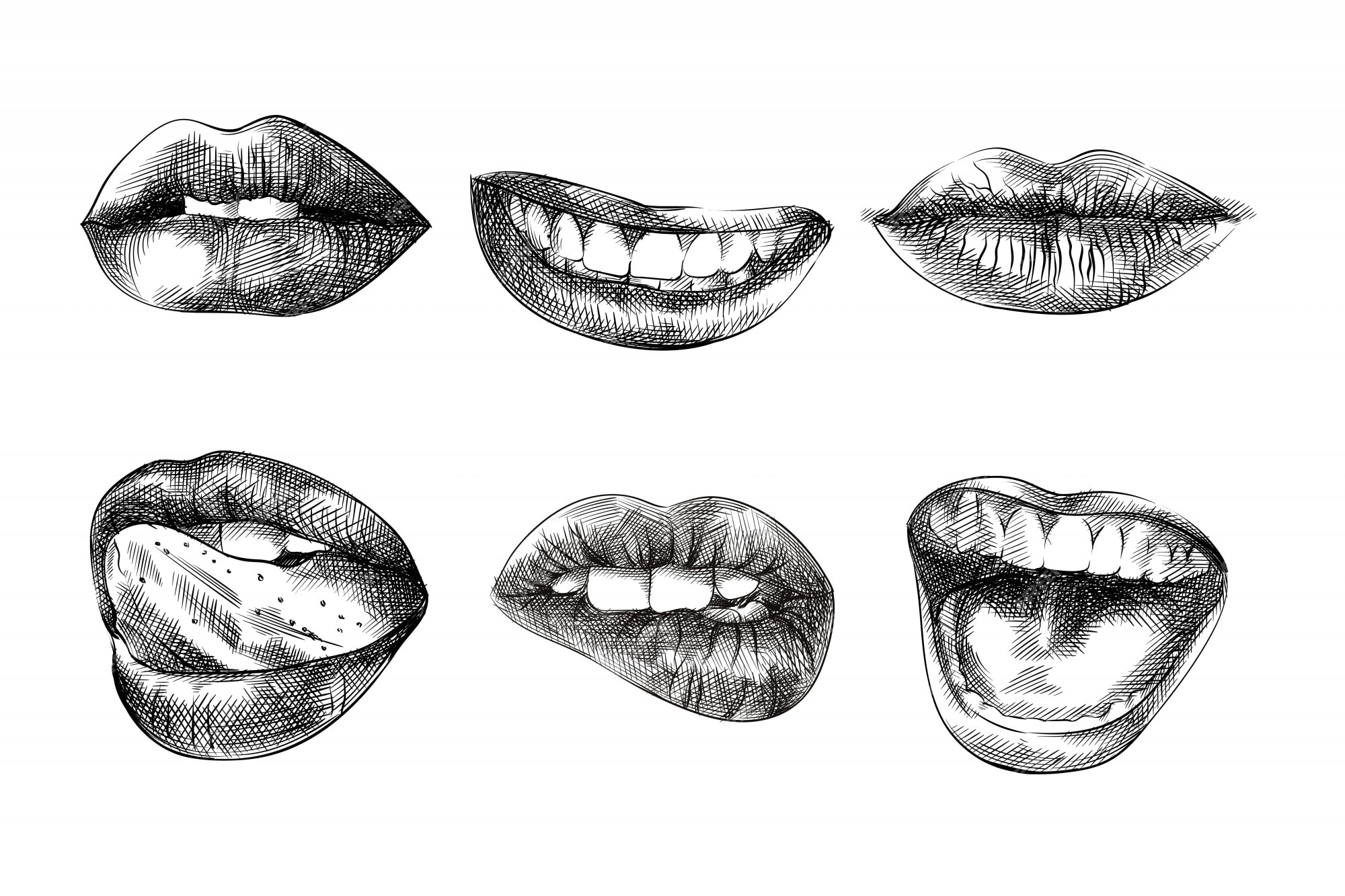 Premium Vector Lips Hand Drawn Sketch Illustration