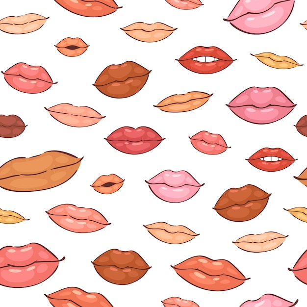 Lips Seamless Pattern Premium Vector