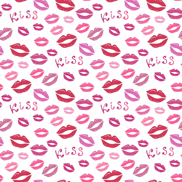 Premium Vector Lipstick Kiss Print Vector Fashion Seamless Pattern For Textile Or Wrapping