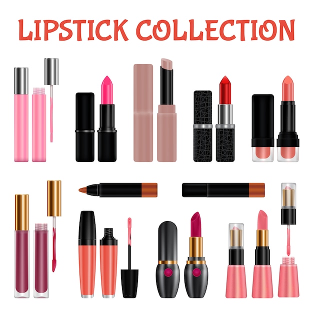 Download Lipstick mockup set. realistic illustration of 11 lipstick ...