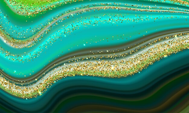  Liquid  pouring colors with shiny golden glitters abstract 