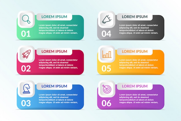 Premium Vector | List infographic design with 6 lists info