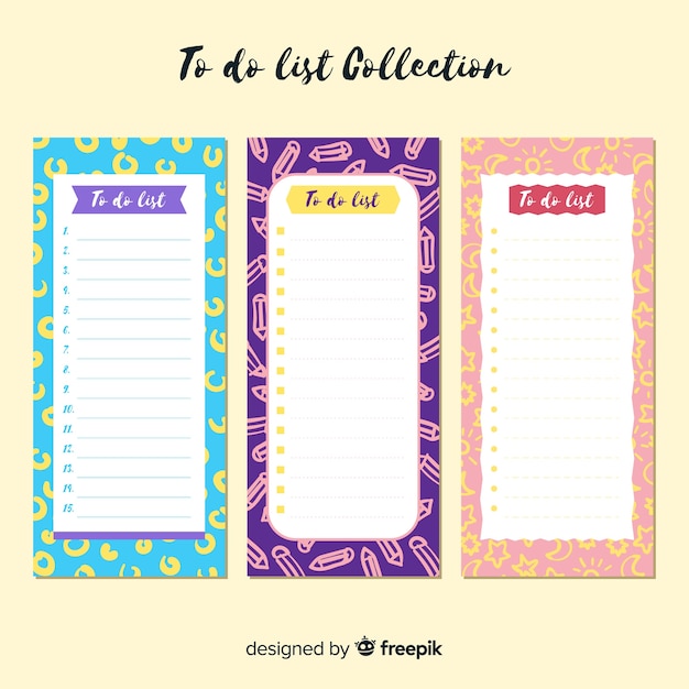 To Do List Set Free Vector