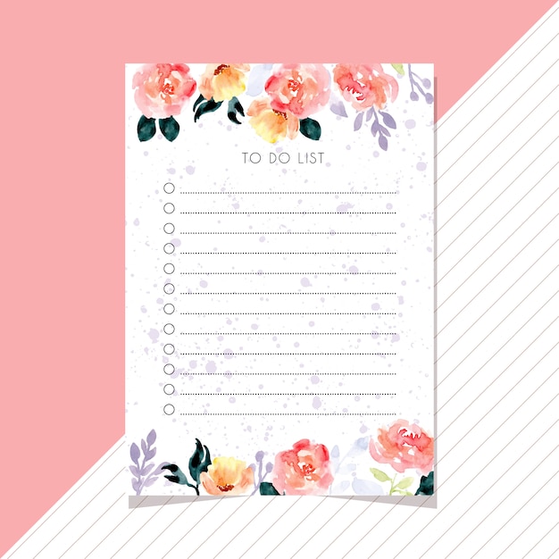 Premium Vector | To do list with beautiful watercolor flower frame