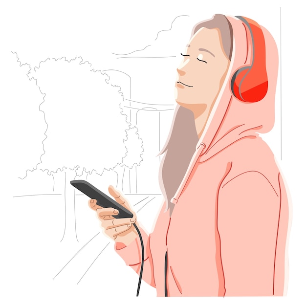 Premium Vector | Listening to music. love of music concept