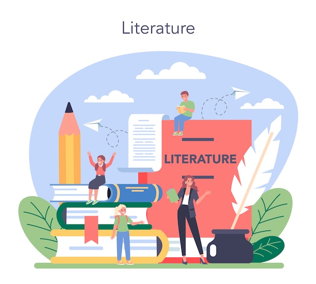 Premium Vector | Literature school subject illustration