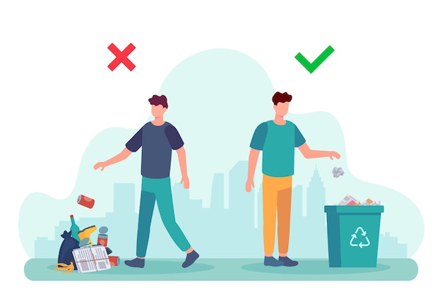 premium-vector-littering-behavior-infographic-of-correct-and-wrong