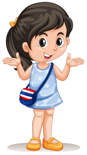 Download Little asian girl with handbag Vector | Free Download