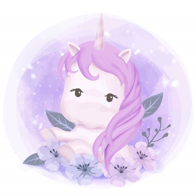 Download Little baby cute princess unicorn Vector | Premium Download