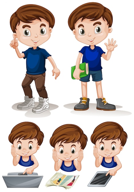 Download Free Vector | Little boy doing different activities illustration