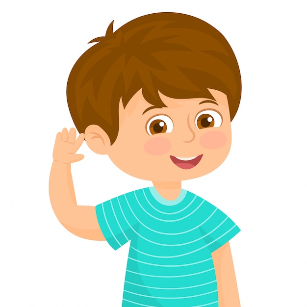 Premium Vector | Little boy in a listening gesture