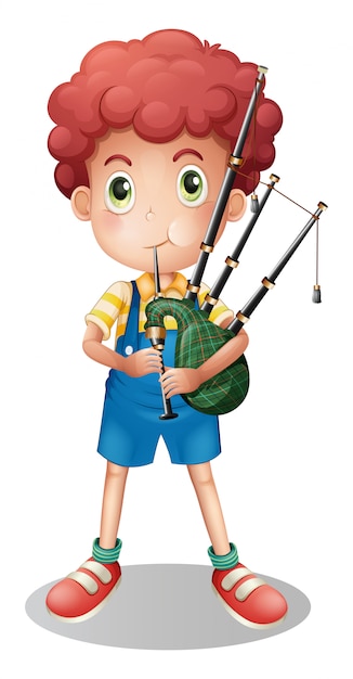 Download Little boy playing scottish bagpipe | Premium Vector