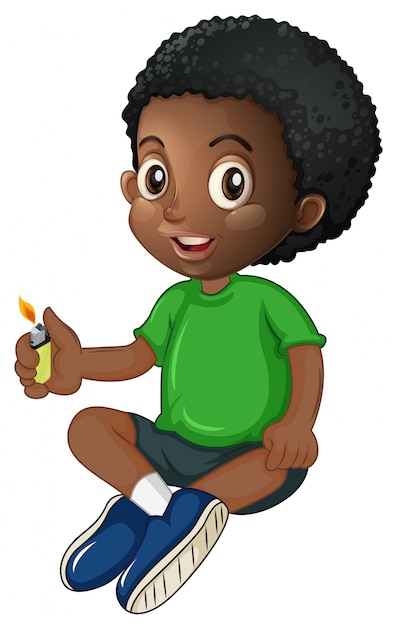 Download Little boy playing with lighter | Free Vector