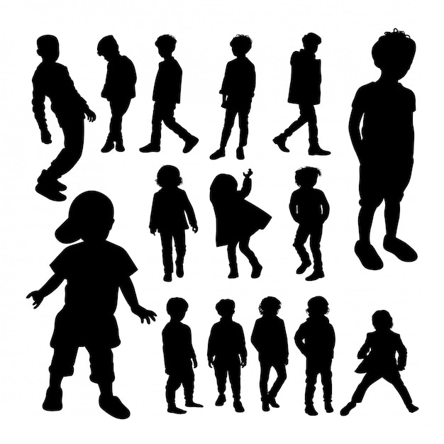 Download Premium Vector | Little boy silhouettes.