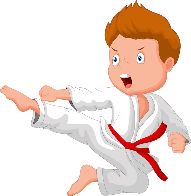 Download Little boy training karate Vector | Premium Download