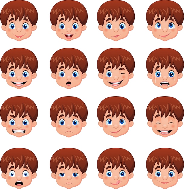 Download Little boy various face expressions | Premium Vector