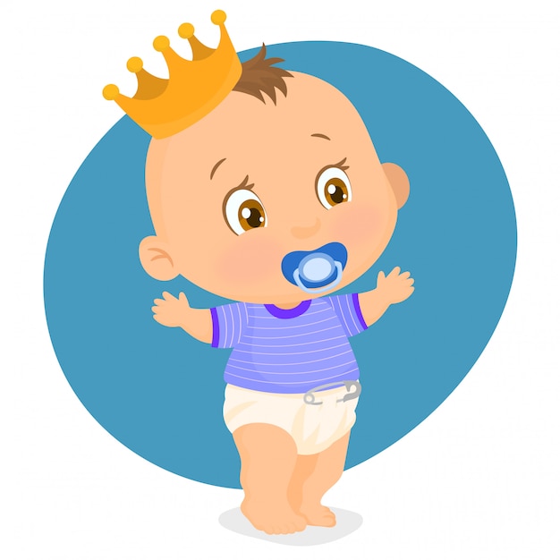 Download Little boy with a crown on his head | Premium Vector