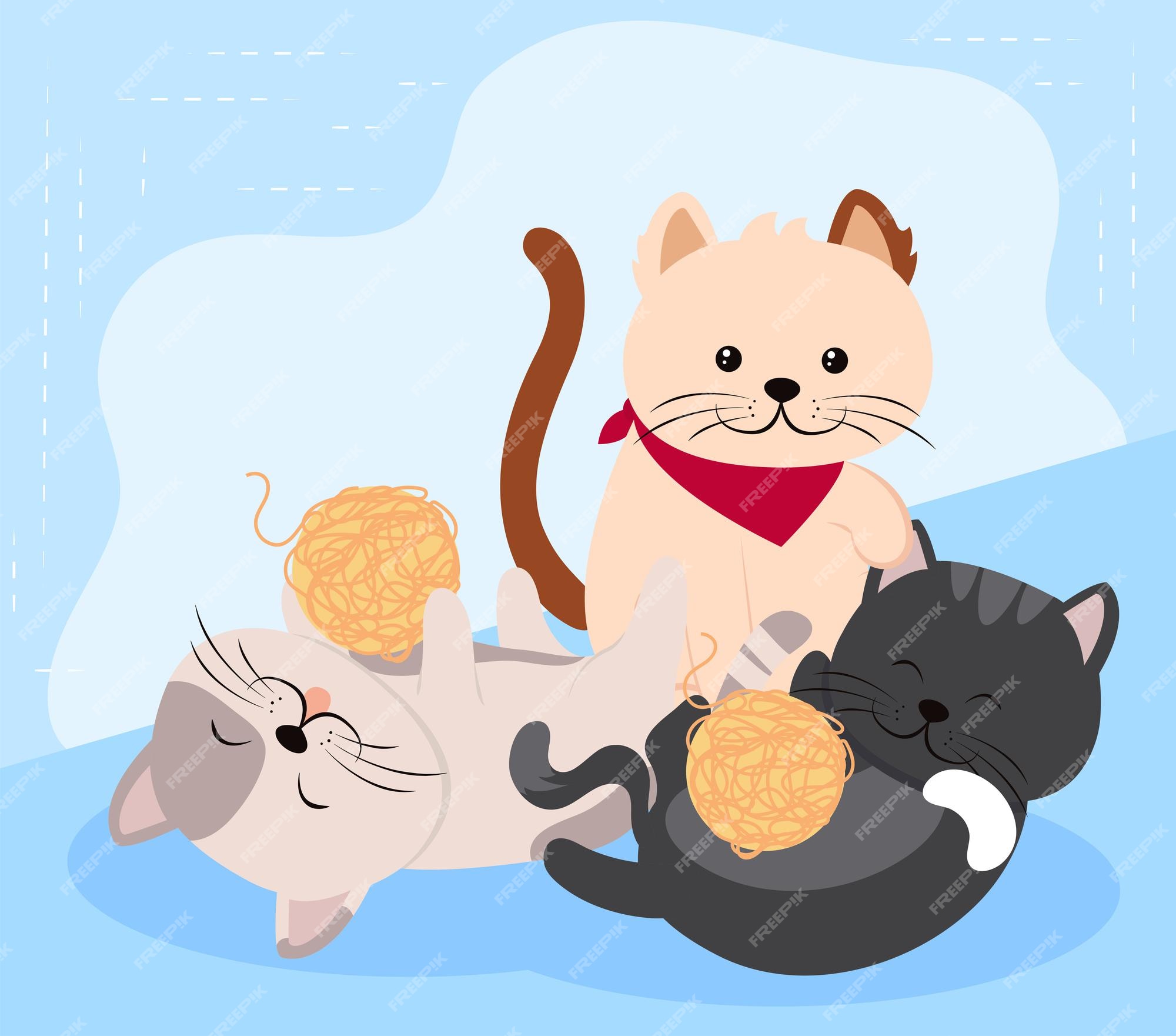 Premium Vector Little cats playing