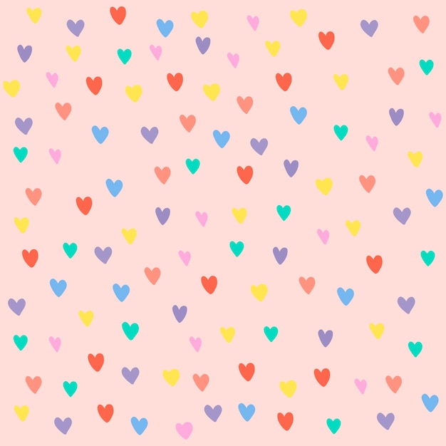Premium Vector | Little colored hearts cute illustrated seamless pattern
