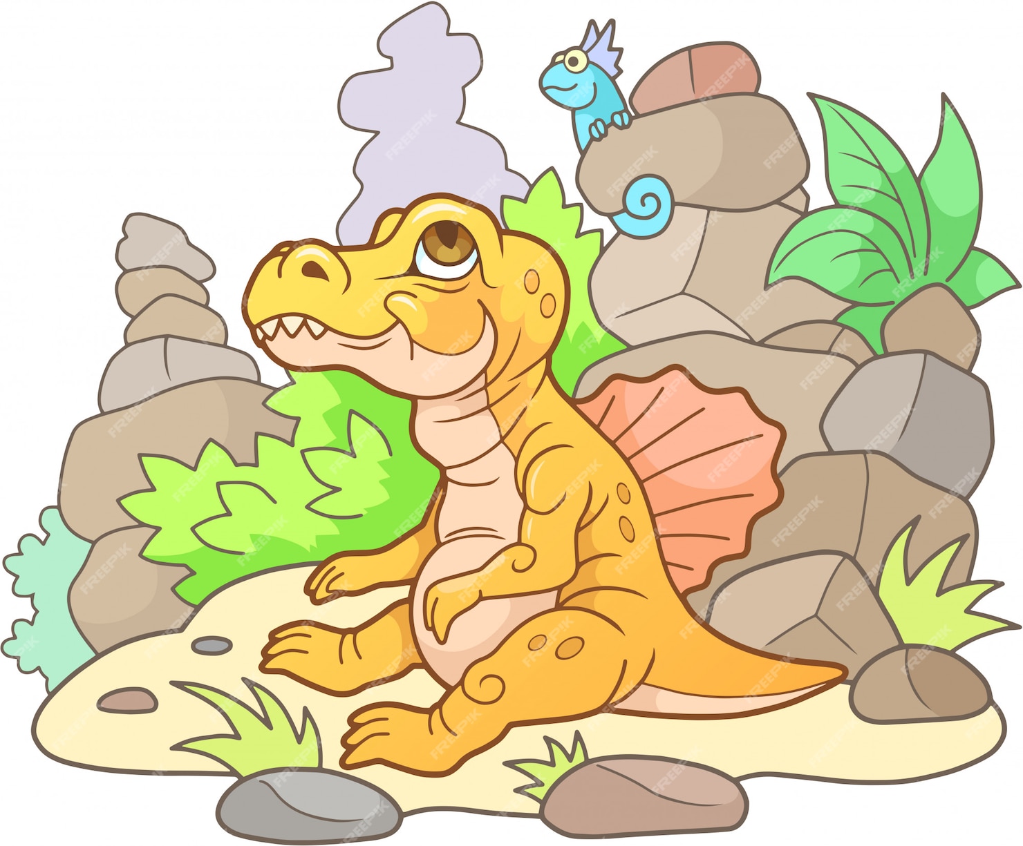 Premium Vector | Little cute cartoon spinosaurus