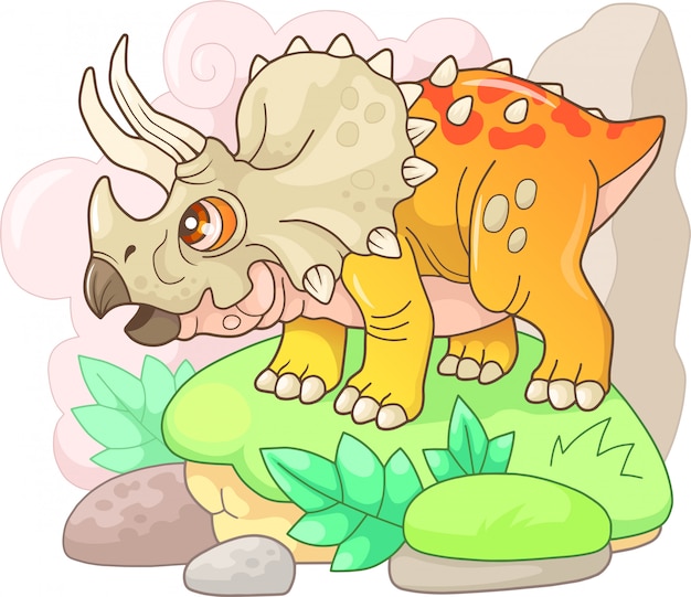 Premium Vector | Little cute dinosaur triceratops