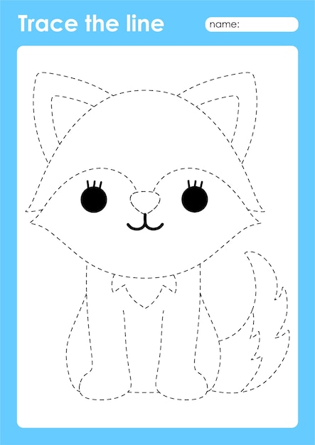 Premium Vector | Little fox - tracing lines preschool worksheet for ...