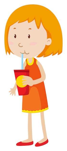 Free Vector | Little girl drinking from a cup