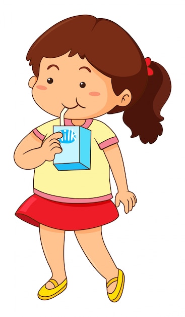 Little girl drinking milk Vector | Free Download