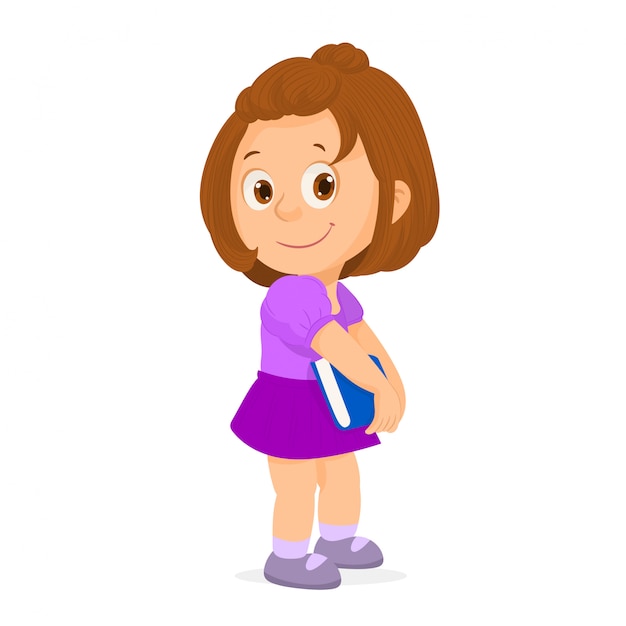 Premium Vector Little Girl Holding A Notebook