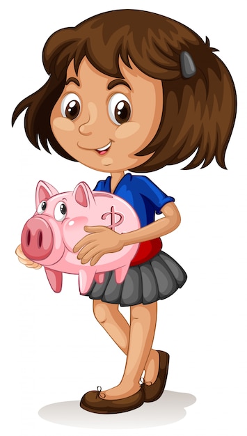 little girl piggy bank