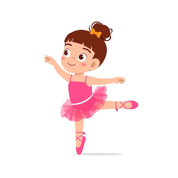 Premium Vector | Little girl wear beautiful ballerina costume and dance