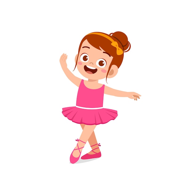 Premium Vector | Little girl wear beautiful ballerina costume and dance