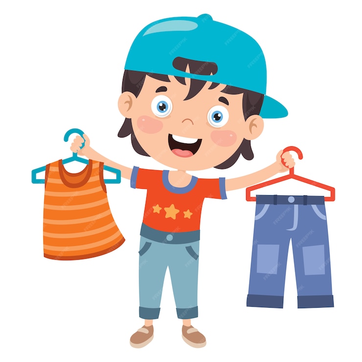 Premium Vector Little Kid And Colorful Clothes