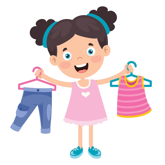 Premium Vector | Little kid and colorful clothes
