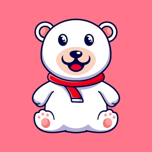 Premium Vector | Little polar bear mascot character design template