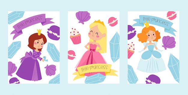 Download Little princess girls in evening gowns banner illustration ...