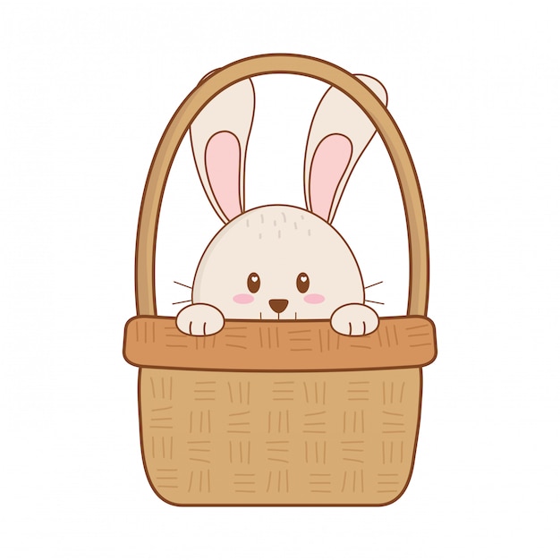 Premium Vector Little rabbit in basket easter character