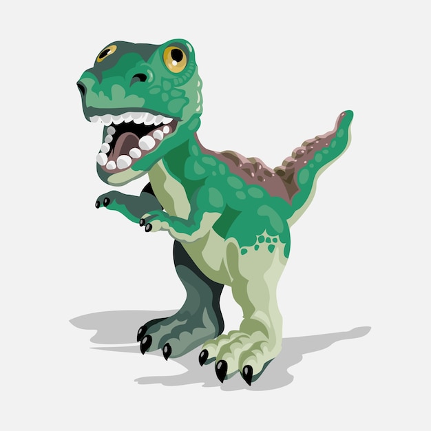 小さなティラノサウルス 漫画の恐竜の写真 かわいい恐竜のキャラクター フラットは白い背景で隔離 プレミアムベクター