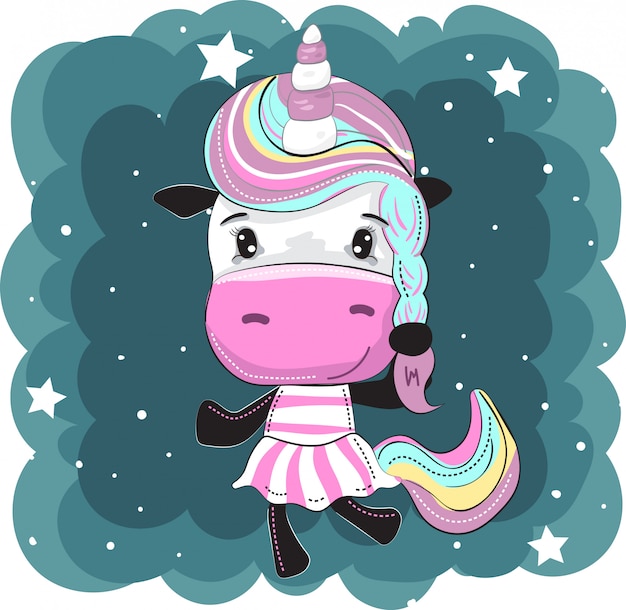 Premium Vector | Little unicorn dancing