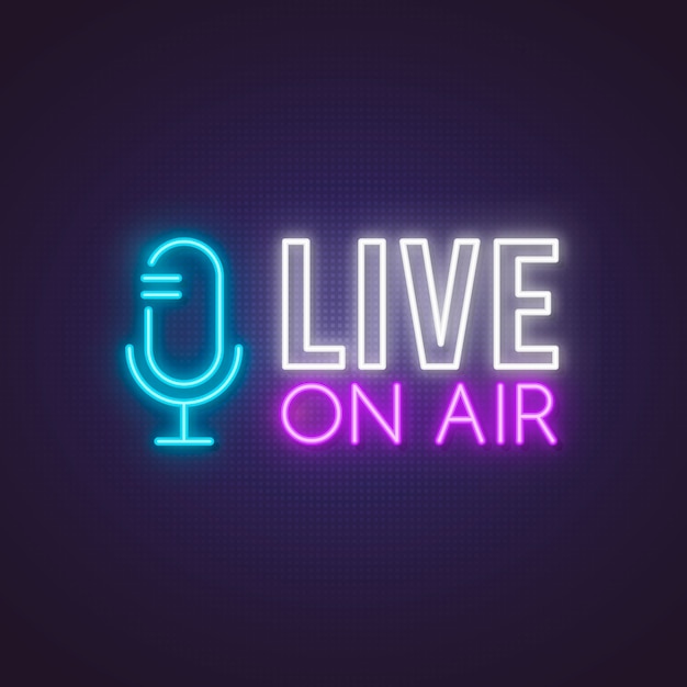 Premium Vector Live On Air Glowing Neon Sign