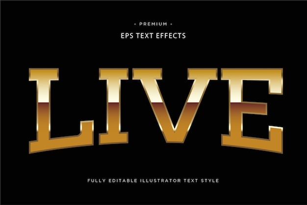 Premium Vector | Live golden 3d text effect