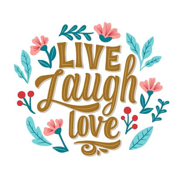 Download Free Vector | Live laugh love lettering with flowers