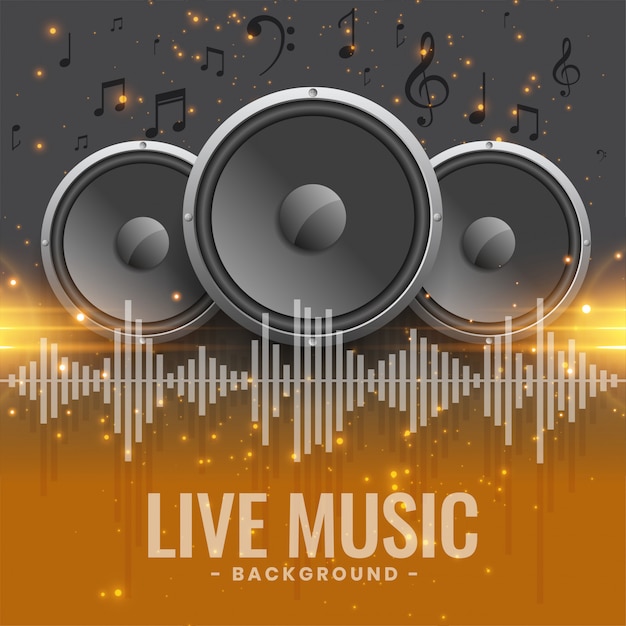 Free Vector Live Music Concert Banner With Speakers